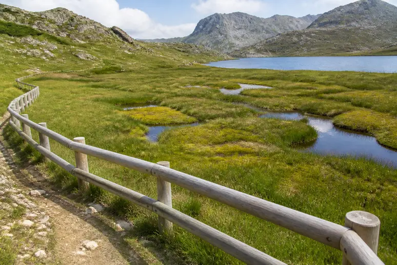 Barrière de protection autour des pozzines et de la tourbière du lac de Creno