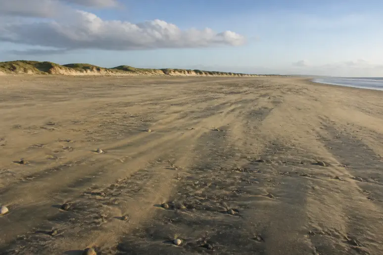 Vaste étendue de sable sauvage sur la zone naturiste de la plage de piemanson.